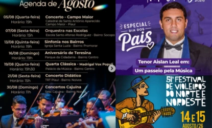 FMC divulga programação cultural de agosto com concertos, festival de violeiros e ações em Teresina