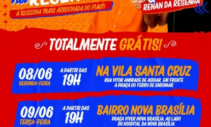 Projeto leva shows gratuitos de Mução e Renan da Resenha para bairros de Teresina